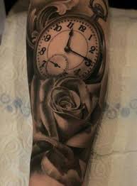 One More Rose And Clock Clock Tattoo Watch Tattoos Pocket Watch Tattoos