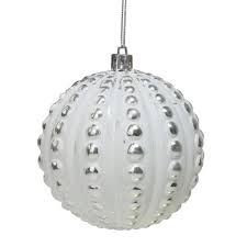Christmas central's ornament collection includes silver glass ball christmas ornaments with numerous shades, sizes & finish options. Northlight Matte White And Silver Distressed Beveled Beads Christmas Ball Ornament 3 75 95mm Target