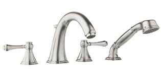 Repair parts for grohe roman tub fillers. 25 506 En0 Grohe Geneva Roman Tub Filler With Personal Hand Shower Infinity Brushed Nickel Pictured W Handles Not Included Faucetdepot Com