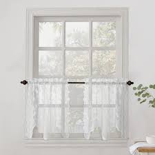 White lace mesh half curtain short curtains sheer window drapes treatment cafe. Amazon Com No 918 Alison Sheer Lace Kitchen Curtain Tier Pair 58 X 24 White Home Kitchen