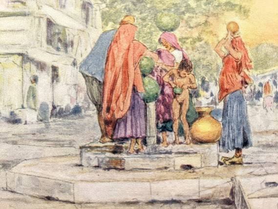 1905 by the Fountain, Jaipur Original Vintage Print - Antique - India - Matted - Etsy