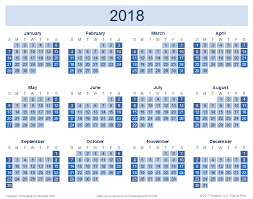 Download A Free 2018 Yearly Calendar Reverse Design From Vertex42 Com Yearly Calendar Template Printable Calendar Template Calendar 2019 Template