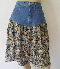 Vintage 80 S Skirt Denim Drop Waist Floral Como Fazer Saia Saias Fashion Roupas Com Saia Longa
