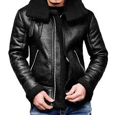 Firero Fashion Men Autumn Winter Highneck Warm Fur Liner Lapel Leather Zipper Outwear Top Coa Aviator Leather Jacket Leather Jacket Black Leather Jackets Women