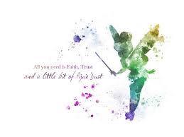 Tinker Bell Quote Art Print Illustration Disney Wall Art