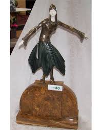 Vintage german schaubach kunst ballerina dancer figurine. Very Rare Chiparus Bronze Ivory Sculpture Art Deco Dancer