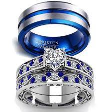 Loversring Couple Ring Bridal Sets His Hers Women 10k White Gold Filled Men Tungs Bridal Ring Sets Wedding Rings Sets His And Hers Engagement Rings Bridal Sets