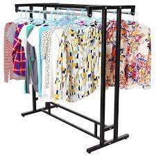 Industrial garment clothing rack with top and bottom rustic shelves, clothing and shoe storage. Hanging Stand Mild Steel Decorative Clothes Rack For Shopping Mall Id 21236821048