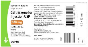 Ceftriaxone For Injection Usp 250 Mg 500 Mg 1 G And 2 G