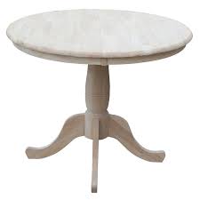 This table is a great choice for someone who enjoys a somewhat spare, unfinished look in their living space. International Concepts Unfinished 36 Inch Round Extension Dining Table With 12 Inch Leaf K 36rxt Bellacor