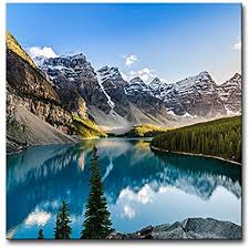 Picture frames & wall art. Amazon Com Wall Art Decor Poster Painting On Canvas Print Pictures Moraine Lake And Mountain Range Sunset Canadian Rocky Mountains Landscape Mountain Lake Framed Picture For Home Decoration Living Room Artwork Posters Prints