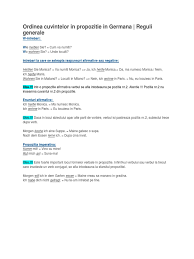 • exprimarea negatiei cu un singur termen. Ordinea Cuvintelor In Propozitie In Germana