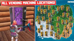 The player who interacts with the machine sees the item that he will receive and this is the main difference from the chest. All Free Vending Machine Locations In Fortnite Battle Royale Season 8 Youtube