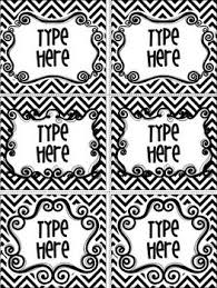 Black And White Labels Printable Black White Chevron And Curly Frame Labels Chevron Classroom Editable Labels Chevron Labels