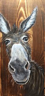 Donkey Painted On Wood Plank Farm Animal Paintings Animal Canvas Paintings Animal Paintings