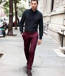 Burgundy Chinos Is A Great Look For This Fall Pants Outfit Men Men Fashion Casual Fall Mens Outfits