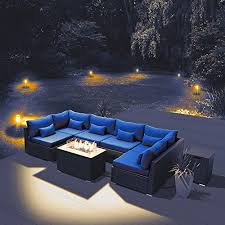 The 8 best fire pits for outdoor entertaining. Dineli Patio Furniture Sectional Sofa With Gas Fire Pit Table Outdoor Patio Furniture Sets Propane Fire Pit Royal Blue Rectangular Table Pricepulse