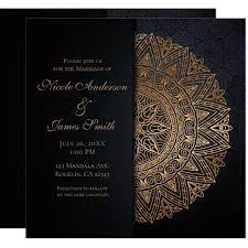 Black Gold Mandala Elegant Wedding Marriage Invitation Zazzle Com Gold Mandala Marriage Invitations Black Wedding Invitations