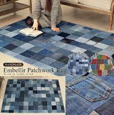 デニムのパッチワークラグ リアルデニムをお洒落にリメイク 大人のお洒落情報 0107 オシャレカタログ パッチワーク ジーンズ リメイク キルトブロックパターン