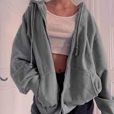 Check them out and get. Retro Casual Puff Sleeve Pockets Top Sweatshirt Grey Jacket Outfit Sweatshirt Tops Sweatshirts