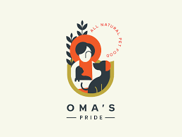 oma s pride pet food concept dog logo design branding design logo logo illustration