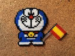 doraemon con bandera de espana クロスステッチ 図案 ビーズパターン ビーズ おもちゃ