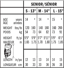 hockey glove sizing chart bauer images gloves and