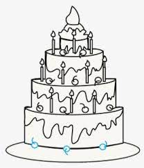 Birthday cake coloring page free drawing kids clip art. Fancy Birthday Cake Drawing Free Transparent Clipart Clipartkey