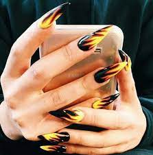 Badgalronnie Fire Nails Stiletto Nails Halloween Nails