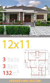 Home Design 12x11 With 3 Bedrooms Hip Roof House Plans 3d Architectural House Plans House Plan Gallery House Roof