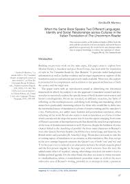 Pdf When The Same Book Speaks Two Different Languages Identity And Social Relationships Across Cultures In The Bennett Pavani Text Of The Uncommon Reader