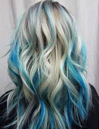 Gimme The Blues Bold Blue Highlight Hairstyles In 2020 Blonde And Blue Hair Blonde Hair With Blue Highlights Blue Hair Highlights