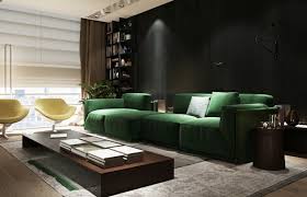 Dans une autre dynamique déco, on peut penser à l'association du canapé en velours vert avec la couleur or. Canape Vert Dans Le Salon Contemporain Et Idees Deco Assortie