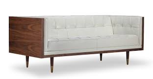 Woodrow Box 71 Leather Sofa Walnut White Aniline Love Seat Mid Century Modern Loveseat Leather Sofa