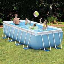 Intex Prism Frame Greywood Above Ground Pool 18 Ft Rectangular Pool Above Ground Swimming Pools Swimming Pool Heaters