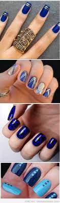 Lindas uñas en color azul, crea tus propios diseños. Unas Pintadas De Azul Atrevidas Y Divertidas Unas Pintadas