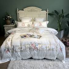 Details About Cotton Floral Embroidery Bedding Set Queen King Size Duvet Cover Bed Sheet