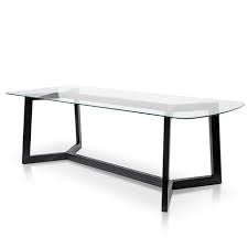 Massey 2 4m Dining Table Glass Top With Black Base Glass Table Glass Dining Table Dining Table