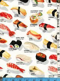 Sushi Fabric Sushi Fish Sushi Japanese Sushi