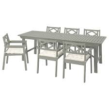 Bondholmen Table 6 Armchairs Outdoor Gray Stained Kuddarna Beige Ikea Outdoor Dining Furniture Dining Furniture Furniture