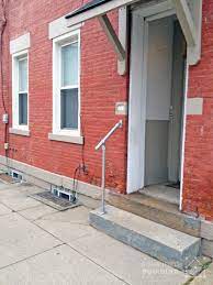 • handrail height must be 34 to 38 inches high, measured from the tread nosing or ramp surface, with two exceptions allowed: Simple Sturdy Exterior Stair Railing Simplified Building