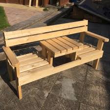 2 Seater Garden Bench With Small Table In Middle Masgf016 Bench Garden Masgf016 Middl Wooden Garden Benches Outdoor Bench Seating Small Garden Bench