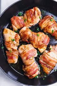 Here's how to bake / roast chicken thighs (get the full printable recipe below). Bacon Wrapped Chicken Thighs Cooking Lsl