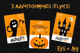 Download Happy Halloween Set In Illustrations On Yellow Images Creative Store PSD Mockup Templates
