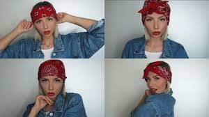 To get this look, fold your square bandana in half and fold it repeatedly until it is in a thin line. Bandana Hairstyles For Short Hair Bandana Frisuren Youtube