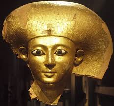 Diadem of Princess Sithathoriunet, daughter of Senusret II, detail, from  the Tomb of Sithathoriunet (gold, lapis lazuli, carnelian and glass paste),  funerary complex of Senusret II at El-Lahun. The diadem was made