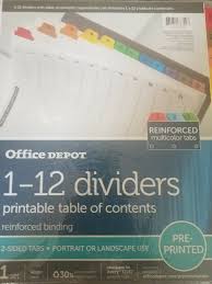 Staples 8 tab printable divider template. 1 12 Dividers Printable Table Of Contents And Similar Items