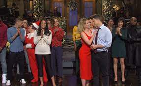 Located underneath the shirt collar and knotted at the throat, a straight tie brings a level of professionalism and elegance to a suit, vest, or shirt and slacks. Colin Jost And Scarlett Johansson Tie The Knot On Their Saturday Night Live Love Story Mxdwn Television