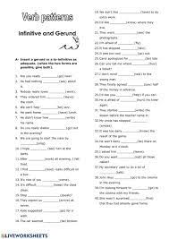 Gerund To Infinitive Interactive Worksheet Grammar Activities Worksheets Workbook