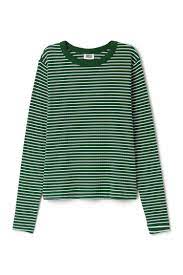 Weekday Image 4 Of Stripe Long Sleeve T Shirt In Green Dark Striped Long Sleeve Shirt Aesthetic Shirts Striped Long Sleeve
